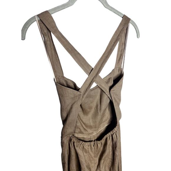 Reformation Autumn Linen Jumpsuit Size 0 Mushroom Brown Wide Leg One Piece - Picture 7 of 11